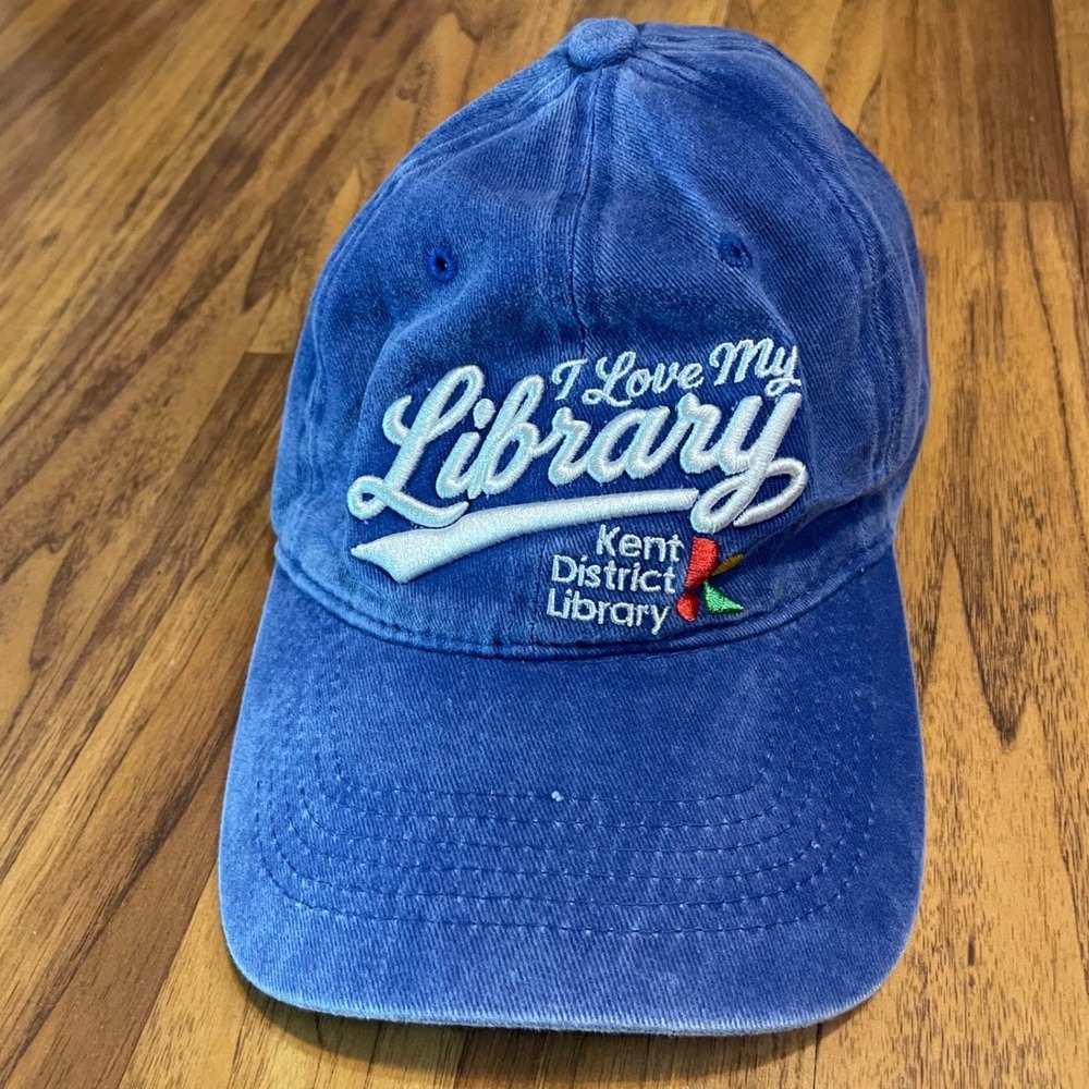 Kent District Library Hat I Love My Library Blue Cotton Adjustable Baseball Cap